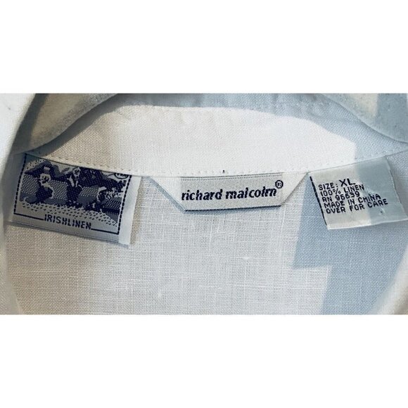 Richard Malcolm Top Womens XL Button Up 3/4 Sleeve Irish Linen Embroidered - Picture 4 of 6